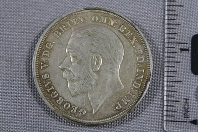 Moeda de prata cavalo de balanço Grã-Bretanha 1935 Crown King George V - Imagem 1 de 2