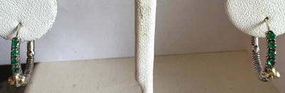 BARBARA BIXBY EARRINGS EMERALD FLOWER GEMSTONE ASTROLOGY HOOPS 18K/SS RARE! - Image 1 of 4