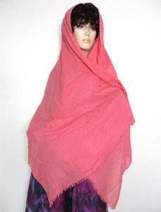 Meditation Shawl 72x37" Lightweight Blanket Scarf 100% Cotton Rose Pink Unisex - Picture 1 of 7