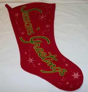 Printed Flannel 18" Season's Greetings Stocking * C2 - Picture 1 of 1
