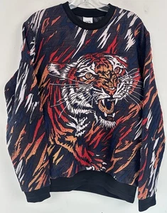 Rare ZARA TIGER IN FLAMES Embroidery DESIGN JUMPER SWEATSHIRT Men’s Size Medium - Picture 1 of 7
