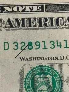 2017 A Cleveland $1 Bill Filled In 8 Green Ink Error Note - Picture 1 of 3