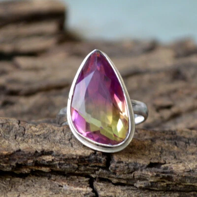 Lovely Multi Tourmaline Quartz 925 Sterling Silver Artisan Handmade Gift Ring - Image 1 of 4