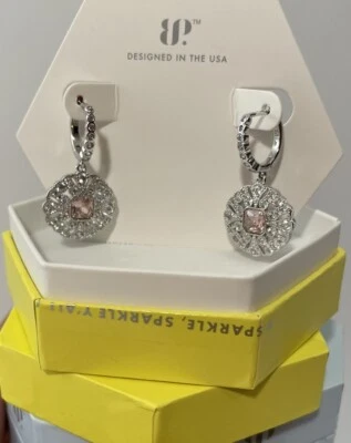 Brincos Bomb Party RBP4366 “A Mirrored Gaze” quartzo rosa CZ em ródio - Imagem 1 de 4