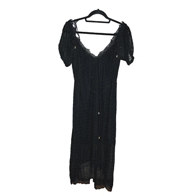 Vestido Gitano Encaje Boho Romántico Fuera de los Hombros Dobladillo Alto Bajo Talla S Foto 1 de 4