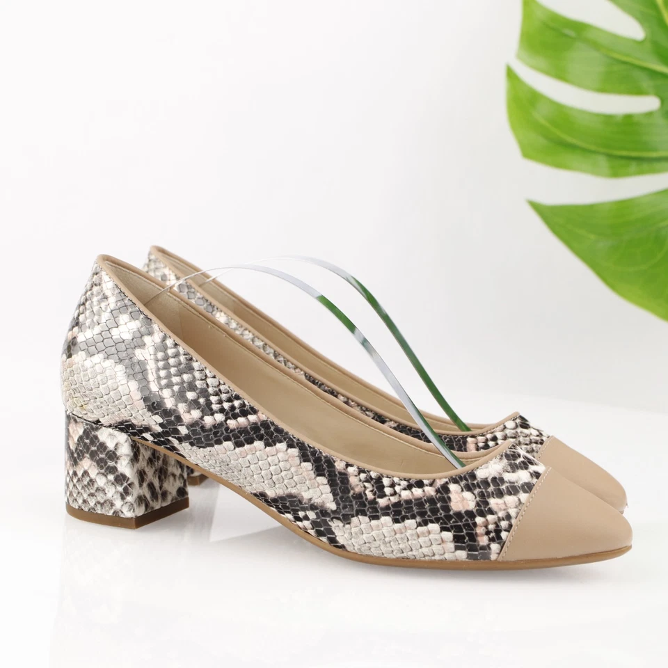 Zapato de vestir Cole Haan para mujer talla 7,5 cuero de serpiente tostado tacón ancho 45 mm Foto 1 de 4