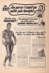 Charles Atlas Print Ad 1943 Dynamic Tension New York Muscle Fitness Bodybuilding - Picture 1 of 1