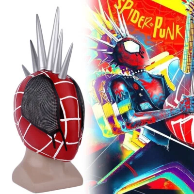 Punk Hobie Across the Spider Verse Spiderman Mask Cosplay Costume PVC 3D Helmet  - Image 1 of 4