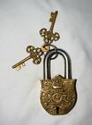 Vintage Lock And Key Padlock Ubiaue Letter Work Brass Metal Handicraft Item Ar73