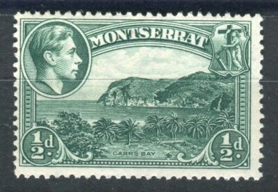 Montserrat KGVI 1938-48 definitive  halfpence blue-green p13 SG101 MH - Imagem 1 de 2
