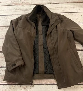 Andrew Marc New York Fleece Bib Lined Layered Jacket Size Large Brown Zip Button - Picture 1 of 12