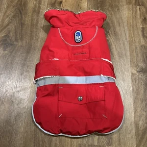 Medium Dog Rain Coat Land’s End Squall Fleece Lined Jacket Coat Red - BUB - Picture 1 of 6