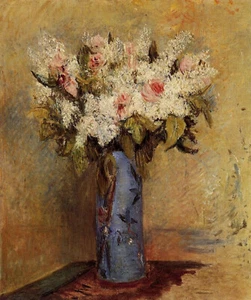 Pierre Auguste Renoir - Vase of Lilacs and Roses 1870 - 17" x 22" Fine Art Print - Picture 1 of 1