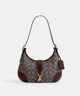 Hamptons Hobo Bag In Signature Jacquard Oak Maple CBF16 Outlet NEW - Image 1 of 4