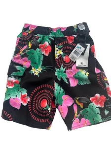 NWT Boys RIP CURL Sz 4 Swim Trunks Board Shorts Tropical Floral Hawaiian Surf - Picture 1 of 5