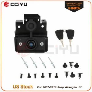 Black Hood Lock Anti-Theft Kit Latch Assembly w/Keys For 07-18 JEEP Wrangler Jk - Picture 1 of 11