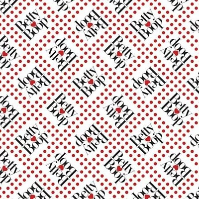 1/3 Yard Betty Boop Red Dot White Cotton Fabric 45100305 Sassy Love - Image 1 of 2