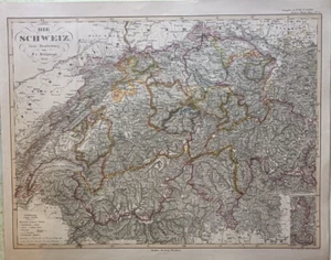 Antica mappa Svizzera Schweiz 1856 - Imagen 1 de 4