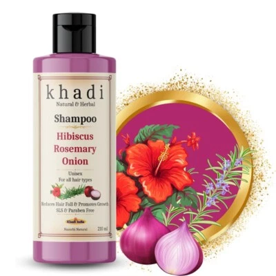 Xampu para hibisco, alecrim e cebola KHADI | Reduz a queda de cabelo e promove o crescimento | - Imagem 1 de 4