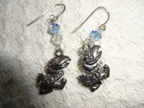 KU Jayhawk Kansas Dangle Earrings Cover