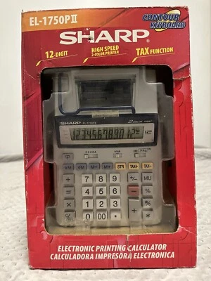 Sharp EL-1750P Electronic Printing Calculator - 2 Color - Tax Function 12 Digit - Image 1 of 4