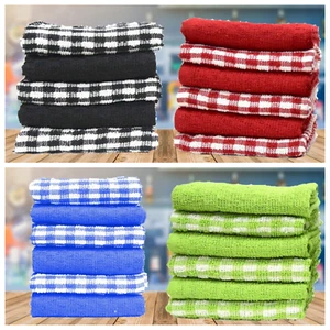 100% Cotton Mono Check Terry Tea Towels Dish Cloths Kitchen Cloth Drying Cloths - Picture 1 of 13