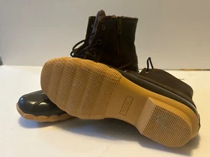 Botas Sperry Para Mujer Talla 6 Agua Salada Tobillo Pato Bota de Lluvia Cremallera Marrón Goma - Imagen 1 de 5