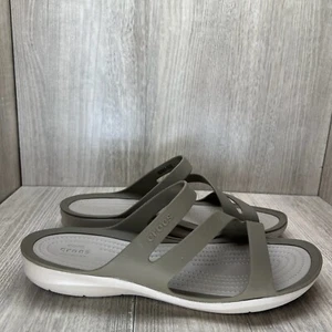 Crocs Swiftwater Sandals Women 10 Slip On Strappy Lightweight Casual Smoke - Picture 1 of 10