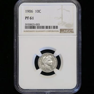US 1906 BARBER DIME PROOF PF61 NGC CERTIFIED SILVER COIN BLAST WHITE CAMEO - Image 1 of 2