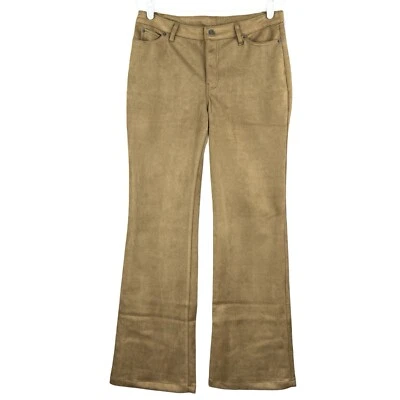 Pantalones de mujer ELIE TAHARI imitación gamuza bronce talla 10 corte bota elástico tiro medio nuevos sin etiquetas Foto 1 de 4