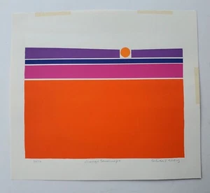 Lim Ed Midcentury Calvin J. Libby Serigrafía Naranja Paisaje FIRMADO - Imagen 1 de 3