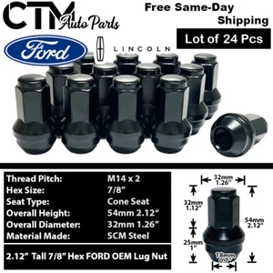24 BLACK FORD 14x2 OEM FACTORY STYLE LUG NUT FOR 03-14 F150 NAVIGATOR EXPEDITION - Picture 1 of 5