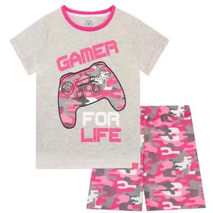Pijama Gaming Niños Niñas 6 7 8 9 10 11 12 13 Años Pijamas Camuflaje Rosa Gris - Imagen 1 de 8