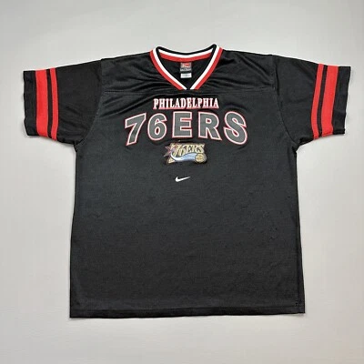 Vintage Philadelphia 76ers Jersey Women's XL Black Nike Team Center Swoosh Logo - Image 1 of 4