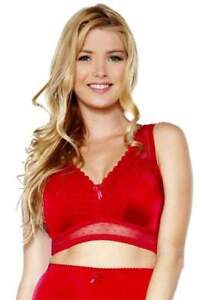 Rhonda Shear Mesh Dot Pin-Up Bra with Removable Pads in Red, XS