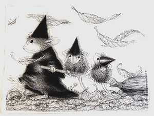 Mouse Wizard Witch Broomstick & Babies Halloween Clear Stamp Sheet 5.5" x 5.75" - Picture 1 of 1