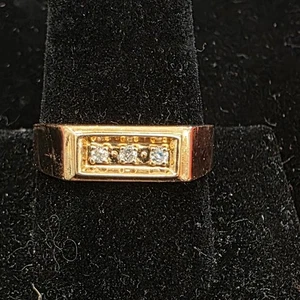 Unisex Ring 10 Karat Gelbgold Größe 11 mit Diamanten ~ 3,9 g - Bild 1 von 5