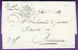 1814 Italia FLS, COMACCHIO, cólera COMMISSARIO DI SANITA / MAGNAVACCA, sin carta - Imagen 1 de 2