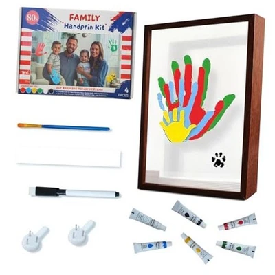  Kit de huellas de manos familiares, kit de manualidades artesanales de huellas de manos hágalo usted mismo, regalo de impresión de manos para bebés marrón Foto 1 de 4