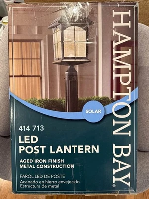 Outdoor Solar Post Lantern Light with Seedy Glass Shade - Image 1 of 4