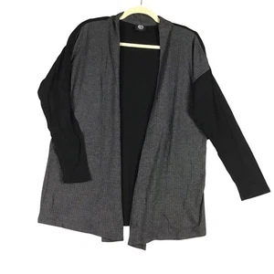 Cardigan donna Bobeau piccolo aperto davanti grigio nero colorblock maglia waffle - Foto 1 di 14
