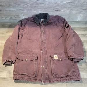 Vintage 90s Carhartt Chore Barn Coat C08BRG Men's Medium Burgundy Plum Canvas - Bild 1 von 11