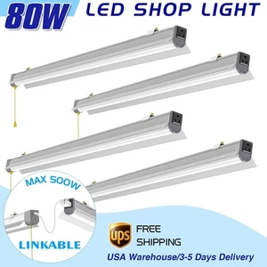 4 Pack 80 Watt LED Shop Light Tubes Linkable LED Garage Light Fixture 5000K 110V - Picture 1 of 11