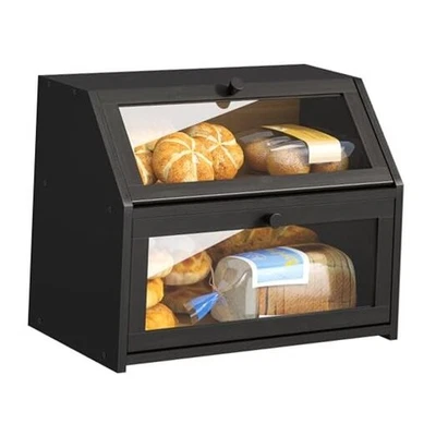 Фермерский домик хлебница для кухни столешница хлеб коробка двойной слой бамбука черный - Изображение 1 из 4