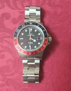 Glycine Combat Sub GMT GL0381 Used Black Dial, Navy Red Bezel - Picture 1 of 6