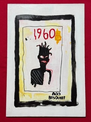 Jean-Michel Basquiat(手工制作)密封丙烯酸涂料木质尺寸12.99x9.05 — 第 1/4 张图片