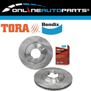 Front Slotted Drilled Disc Brake Rotors Bendix Pads for D-Max TFR85 TFS85 12~ - Picture 1 of 2