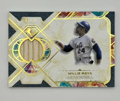 2025 Topps Diamond Icons Willie Mays Juego Usado Bat Relic 02/25 NY Mets SF Giants Foto 1 de 4