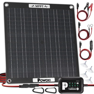 30W Solar Battery Charger 12V Solar Car Battery Maintainer with MPPT Controller - Image 1 of 4