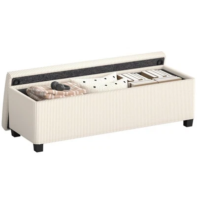 47 Inches Storage Ottoman Bench, Foot Rest with Removable Lid, Legs, End of B... - Image 1 of 4
